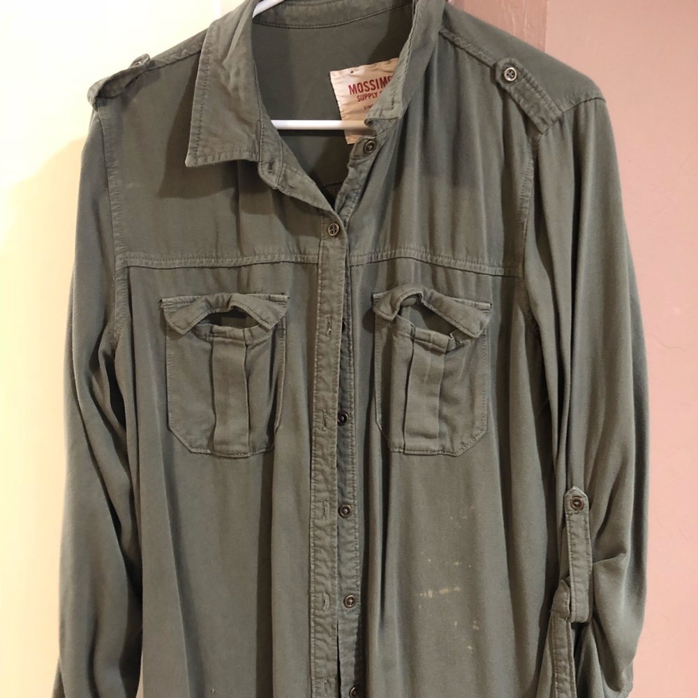 Hunter green button up